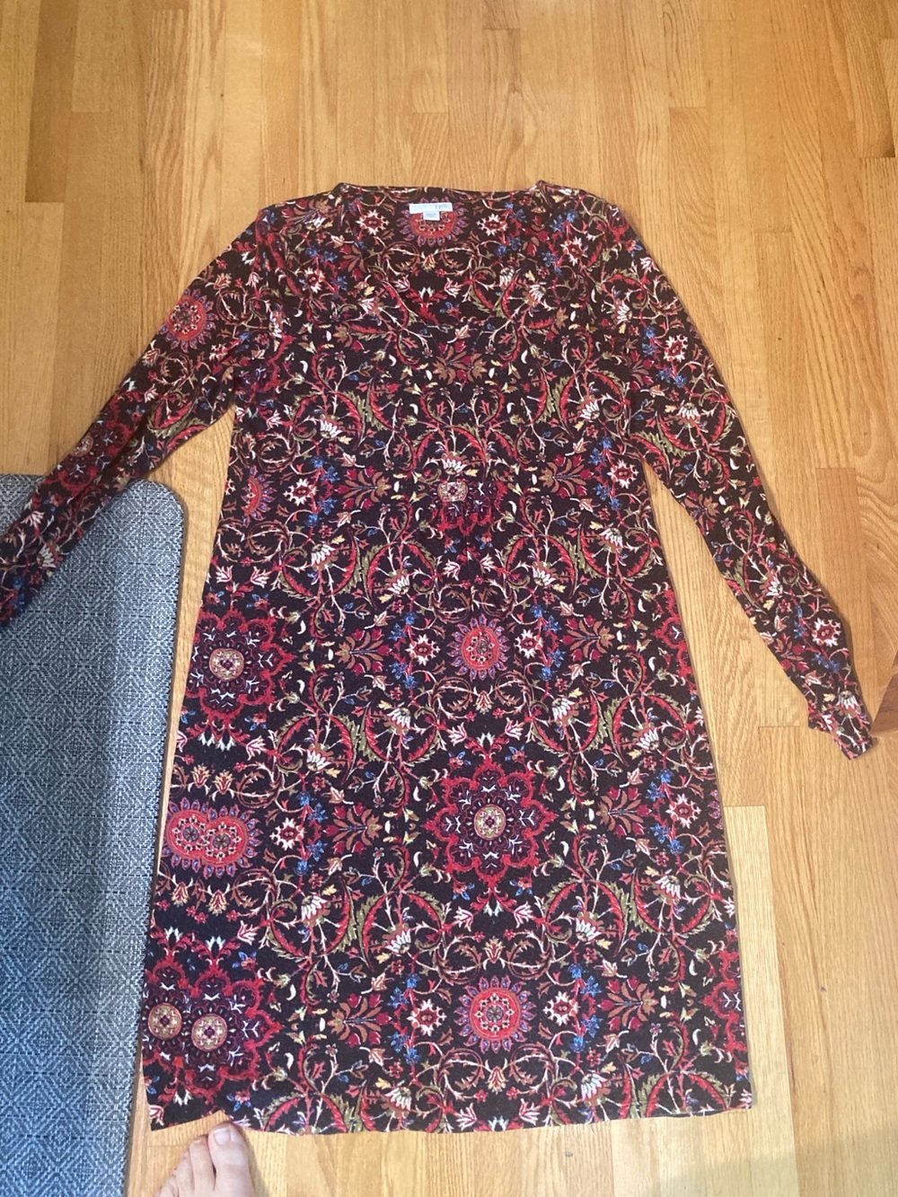 Women's Long Sleeve Floral Midi Dress  j Jill xs petite